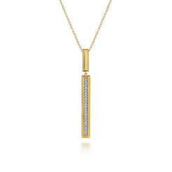 14K Yellow Gold Diamond Elongated Pyramid Drop Necklace