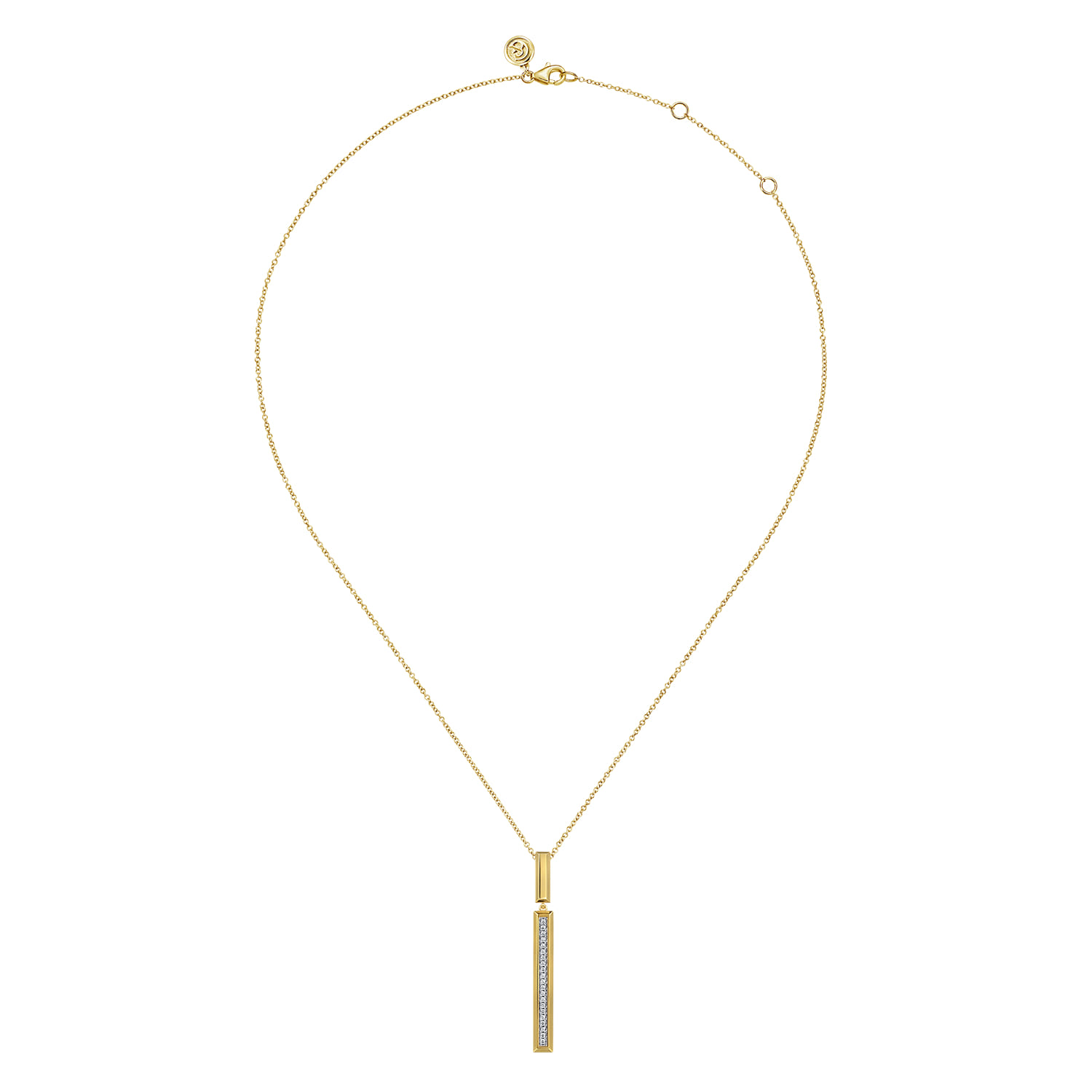 14K Yellow Gold Diamond Elongated Pyramid Drop Necklace - 0.13 ct - Shot 2
