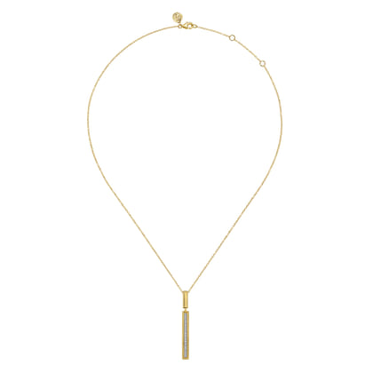 14K Yellow Gold Diamond Elongated Pyramid Drop Necklace