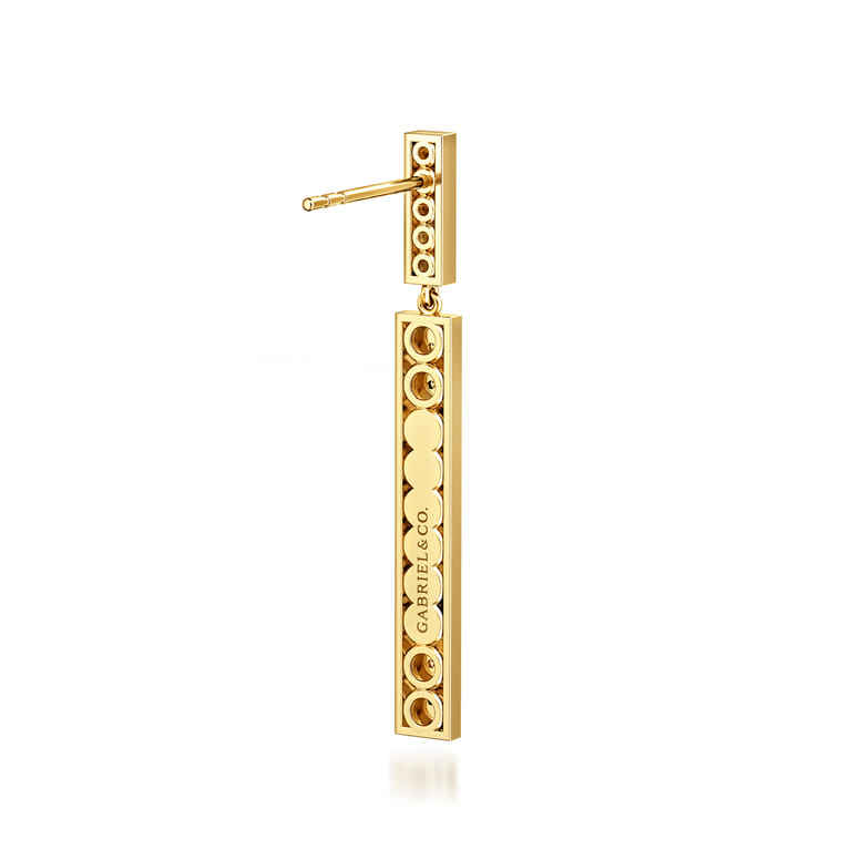 14K Yellow Gold Diamond Elongated Pyramid Stud Drop Earrings - 0.24 ct - Shot 2