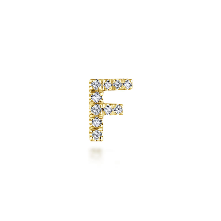 14K Yellow Gold Diamond F Initial Locket Charm - 0.04 ct - Shot 1