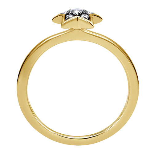 14K Yellow Gold Diamond Fashion Ladies Ring - 0.11 ct - Shot 2