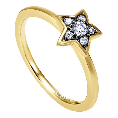 14K Yellow Gold Diamond Fashion Ladies Ring - 0.11 ct - Shot 3