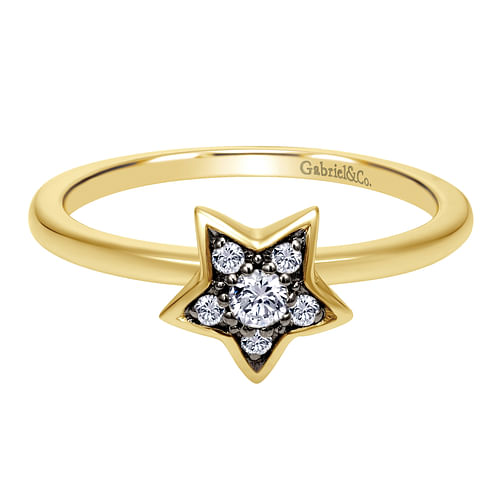 14K Yellow Gold Diamond Fashion Ladies Ring - 0.11 ct - Shot 4