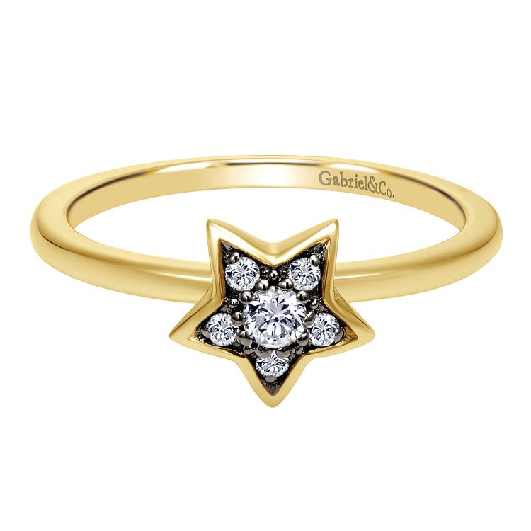 14K Yellow Gold Diamond Fashion Ladies Ring