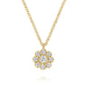 14K Yellow Gold Diamond Floral Pendant Necklace - 0.25 ct