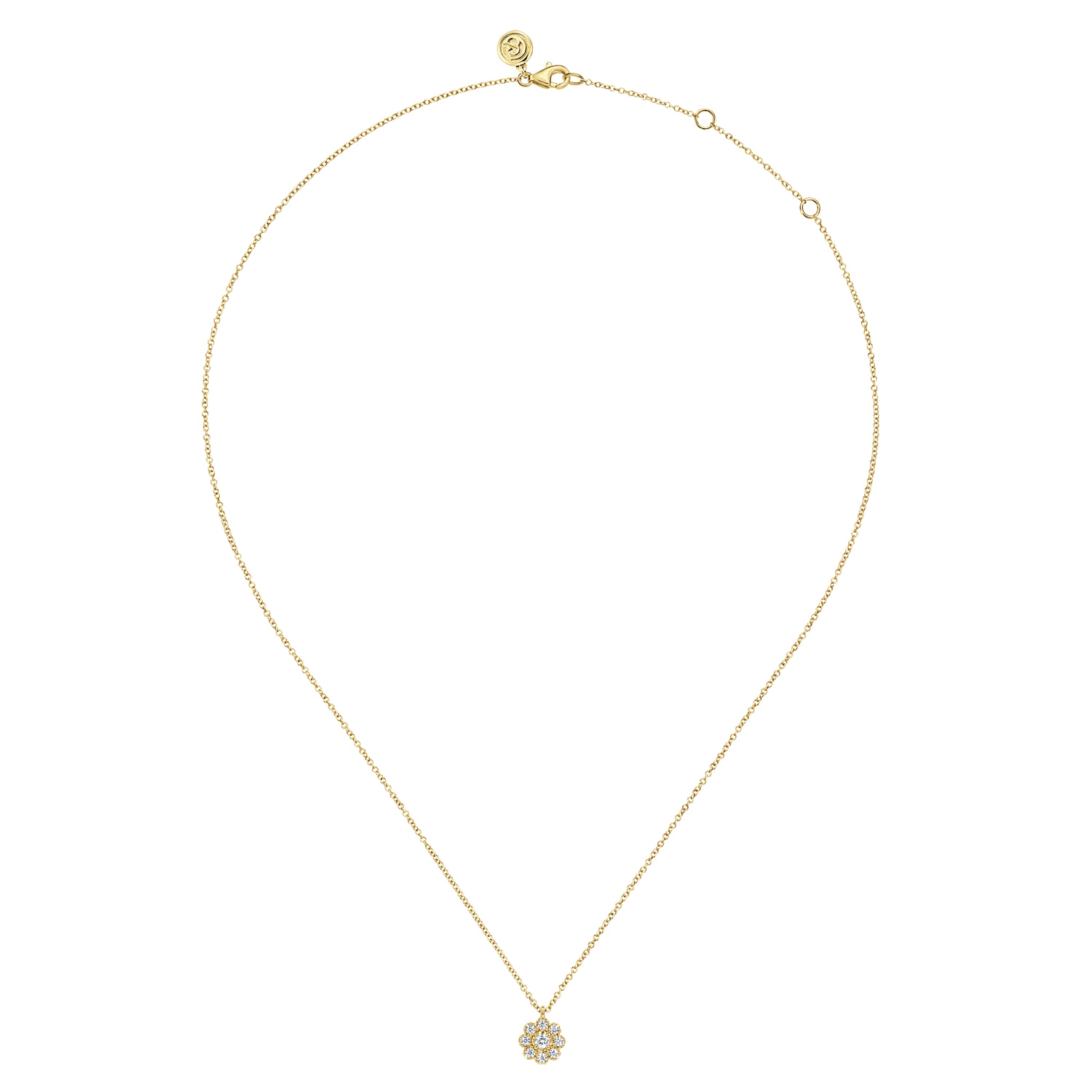 14K Yellow Gold Diamond Floral Pendant Necklace - 0.25 ct - Shot 2