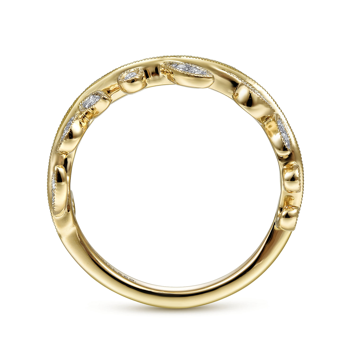 14K Yellow Gold Diamond Floral Ring - 0.2 ct - Shot 2