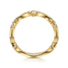 14K Yellow Gold Diamond Floral Station Stackable Ring - 0.16 ct