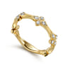 14K Yellow Gold Diamond Floral Station Stackable Ring - 0.16 ct