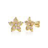 14K Yellow Gold Diamond Floral Stud Earrings - 0.3 ct