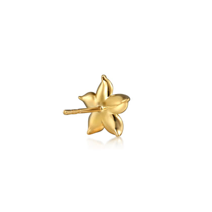 14K Yellow Gold Diamond Floral Stud Earrings