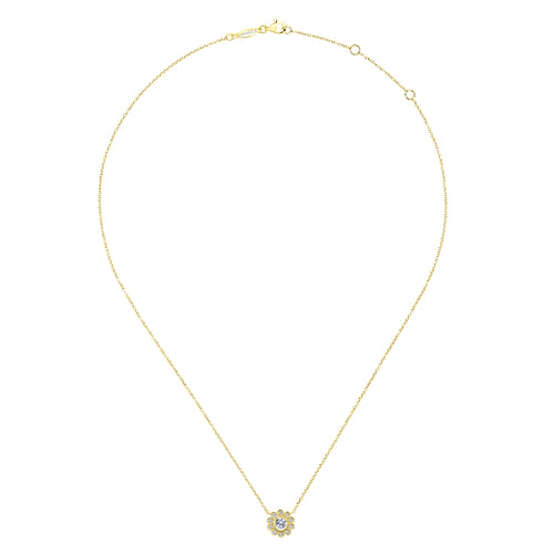 14K Yellow Gold Diamond Flower Pendant Necklace - 0.35 ct - Shot 2