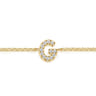 14K Yellow Gold Diamond G Initial Chain Bracelet - 0.07 ct