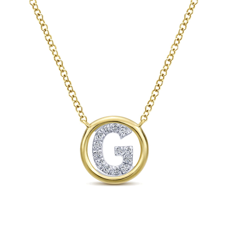 14K Yellow Gold Diamond G Initial Pendant Necklace - 0.07 ct - Shot 1