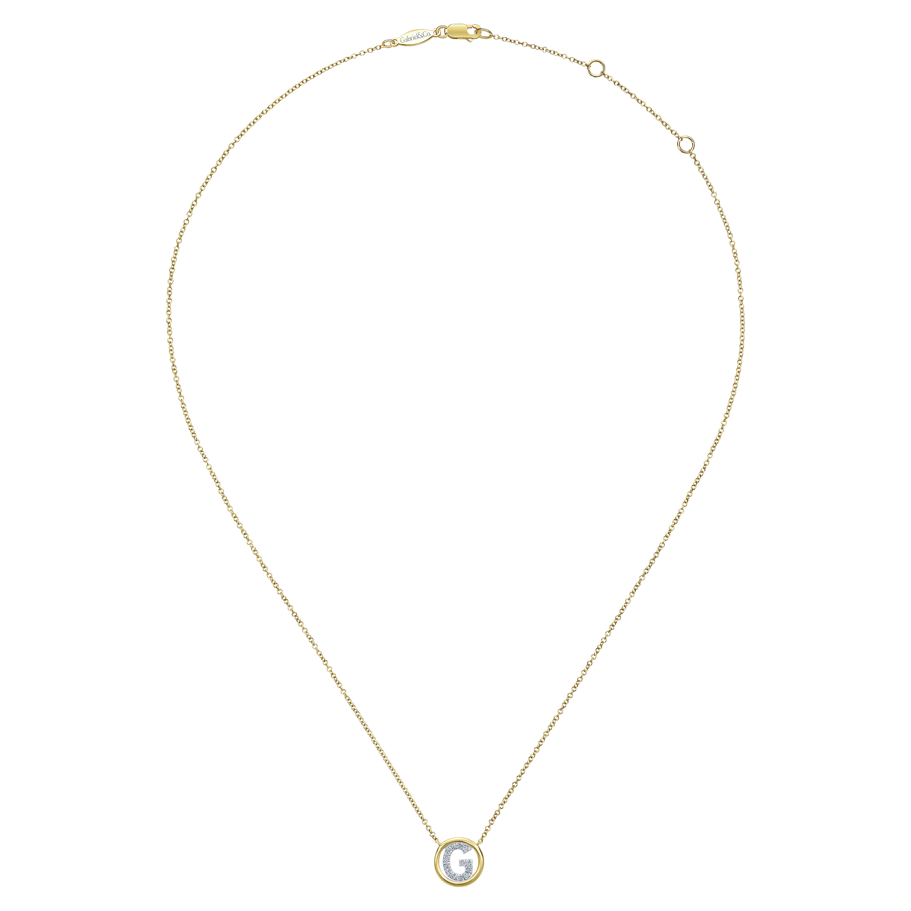 14K Yellow Gold Diamond G Initial Pendant Necklace - 0.07 ct - Shot 2