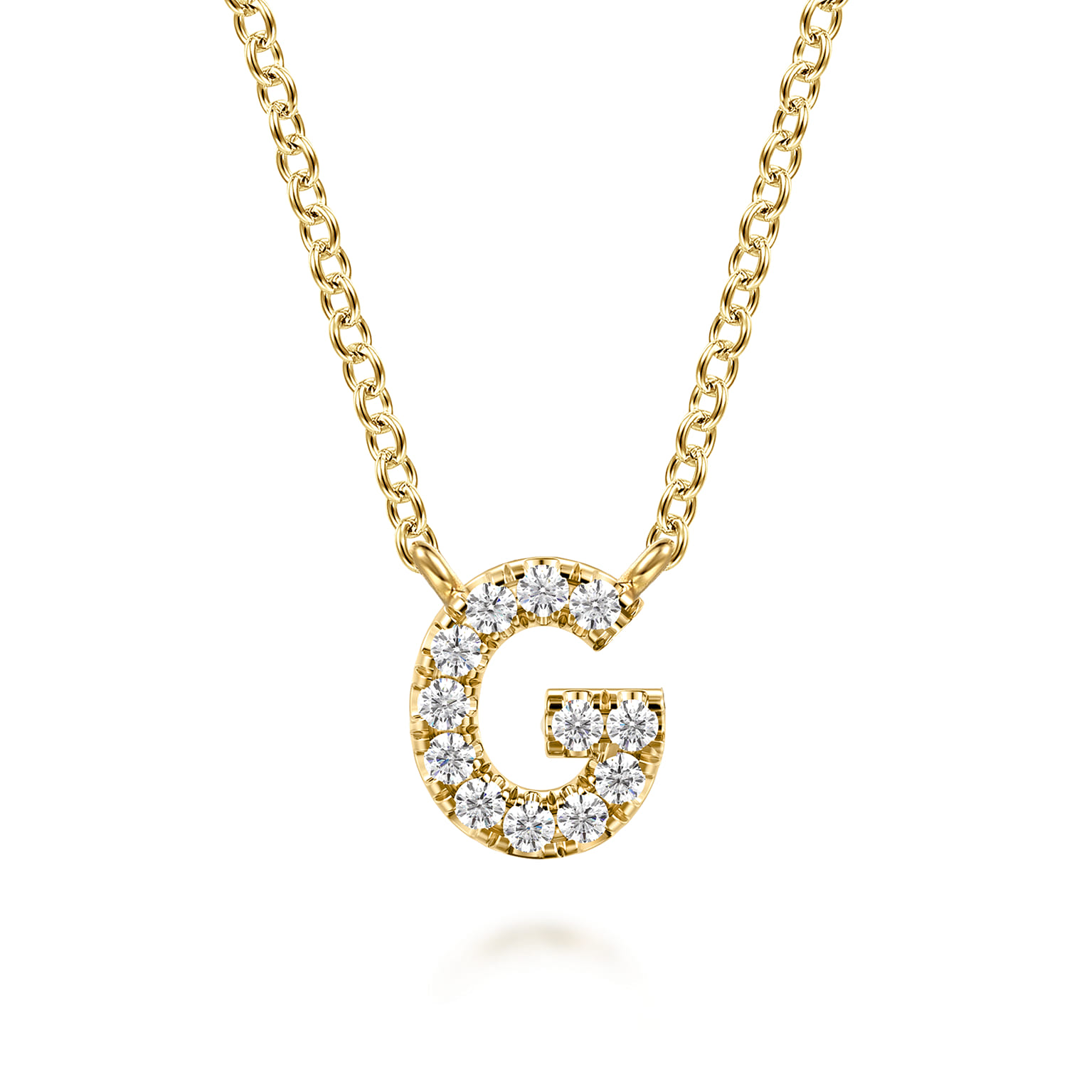 14K Yellow Gold Diamond G Initial Pendant Necklace - 0.07 ct - Shot 1