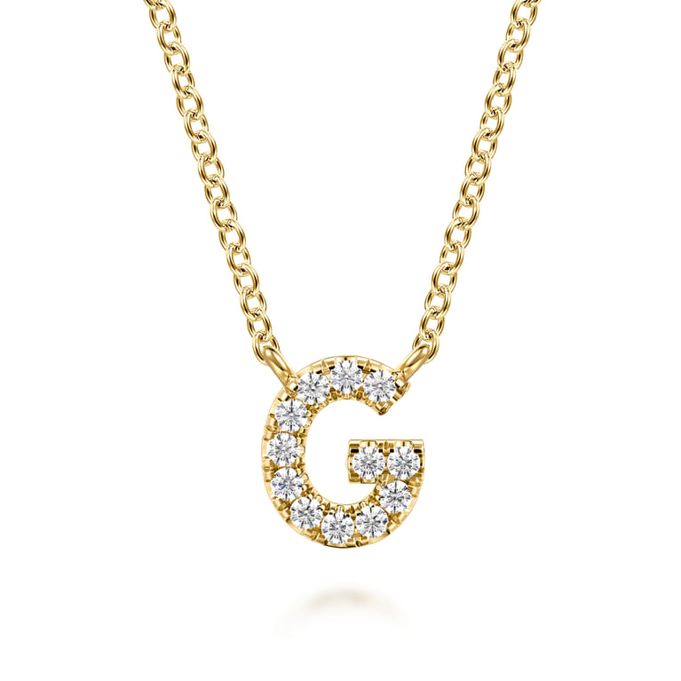 14K Yellow Gold Diamond G Initial Pendant Necklace - 0.07 ct - Shot 1