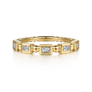 14K Yellow Gold Diamond Geometric Stackable Ring
