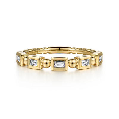 14K Yellow Gold Diamond Geometric Stackable Ring