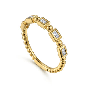 14K Yellow Gold Diamond Geometric Stackable Ring
