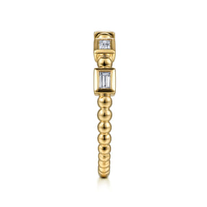 14K Yellow Gold Diamond Geometric Stackable Ring