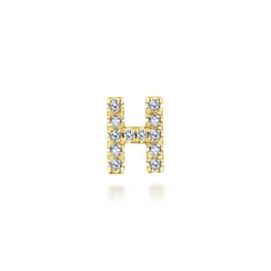 14K Yellow Gold Diamond H Initial Locket Charm