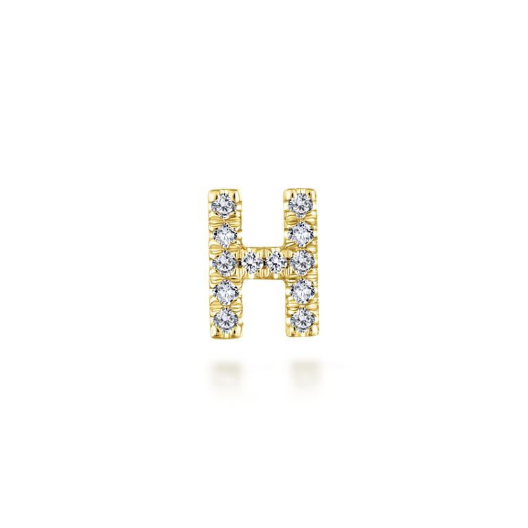 14K Yellow Gold Diamond H Initial Locket Charm - 0.07 ct - Shot 1