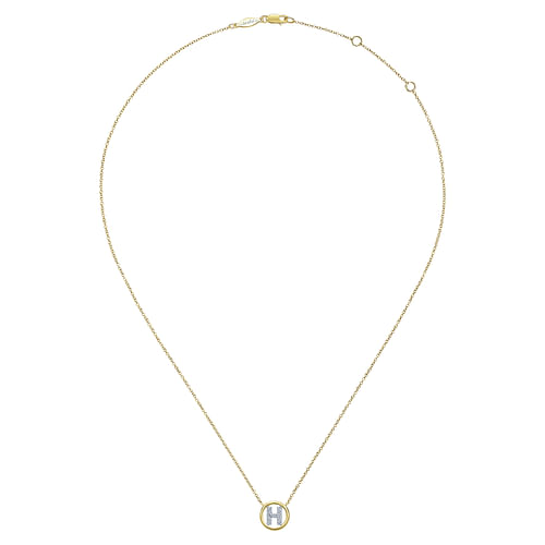 14K Yellow Gold Diamond H Initial Pendant Necklace - 0.06 ct - Shot 2
