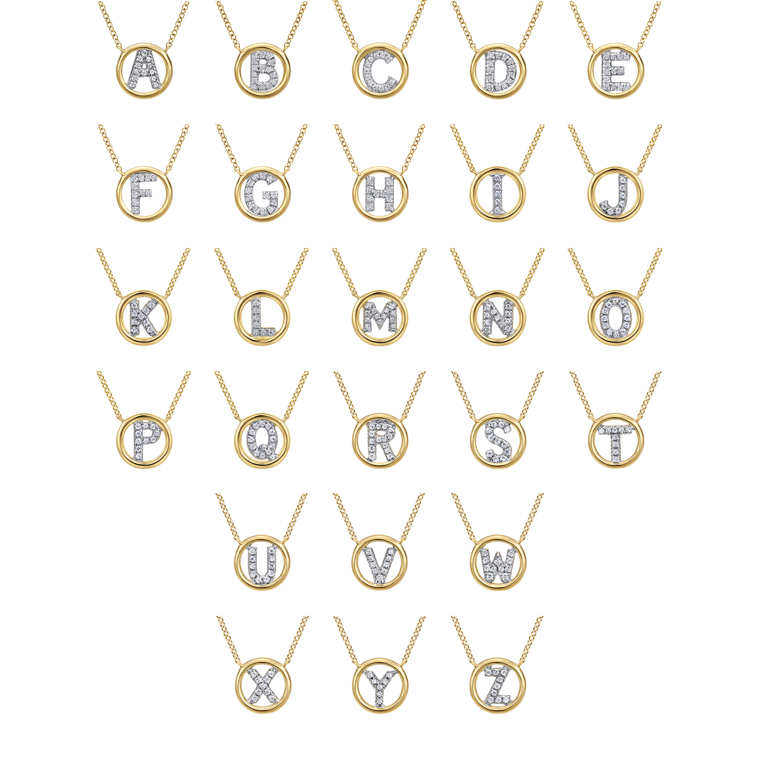 14K Yellow Gold Diamond H Initial Pendant Necklace - 0.06 ct - Shot 3