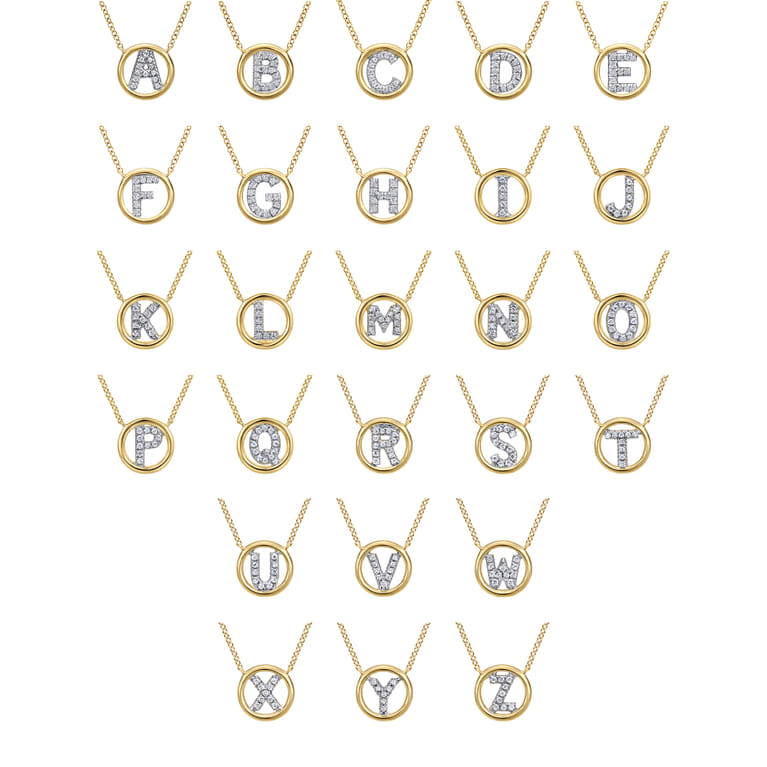14K Yellow Gold Diamond H Initial Pendant Necklace - 0.06 ct - Shot 3