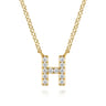 14K Yellow Gold Diamond H Initial Pendant Necklace - 0.07 ct