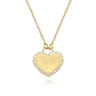 14K Yellow Gold Diamond Halo Heart Pendant Necklace - 0.1 ct
