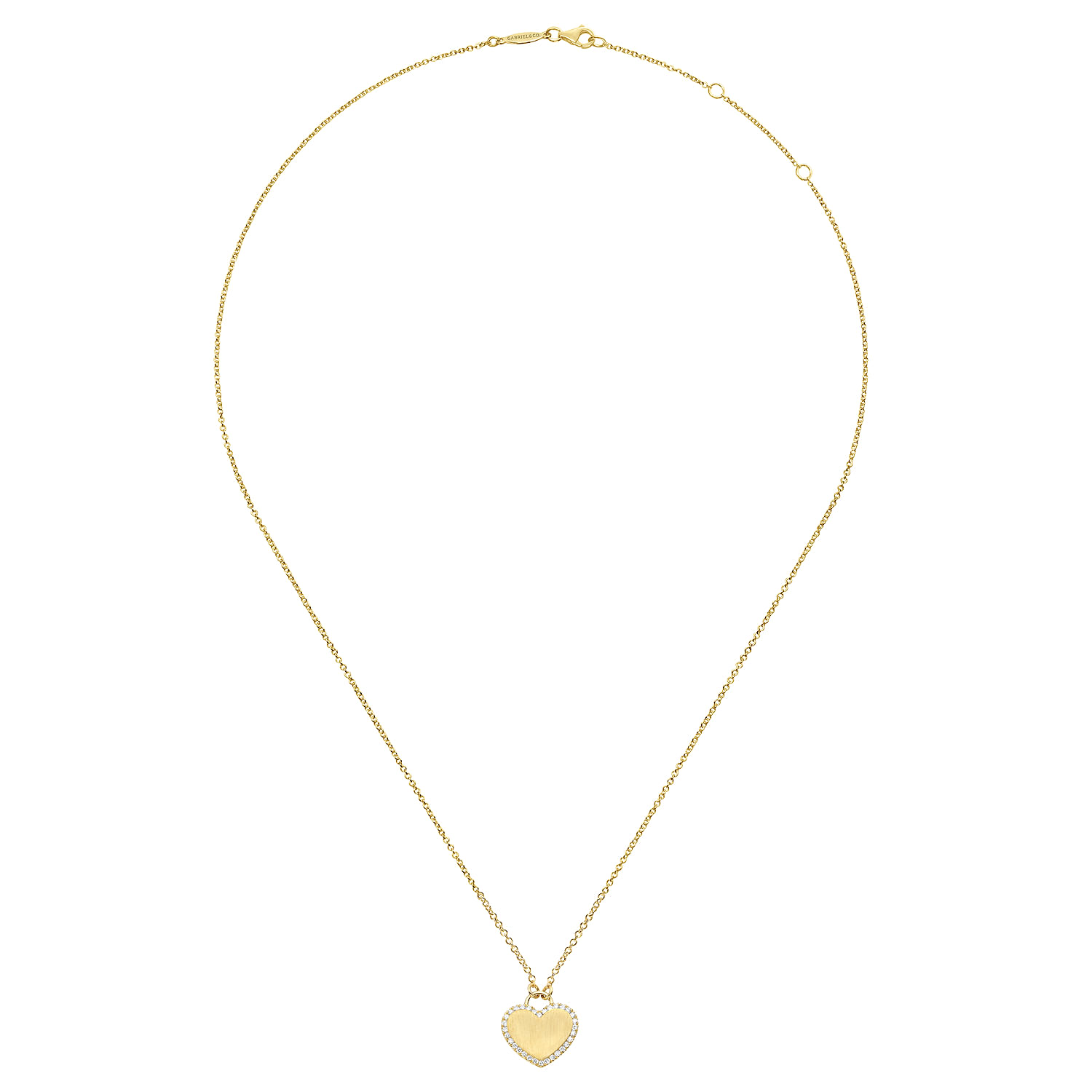 14K Yellow Gold Diamond Halo Heart Pendant Necklace