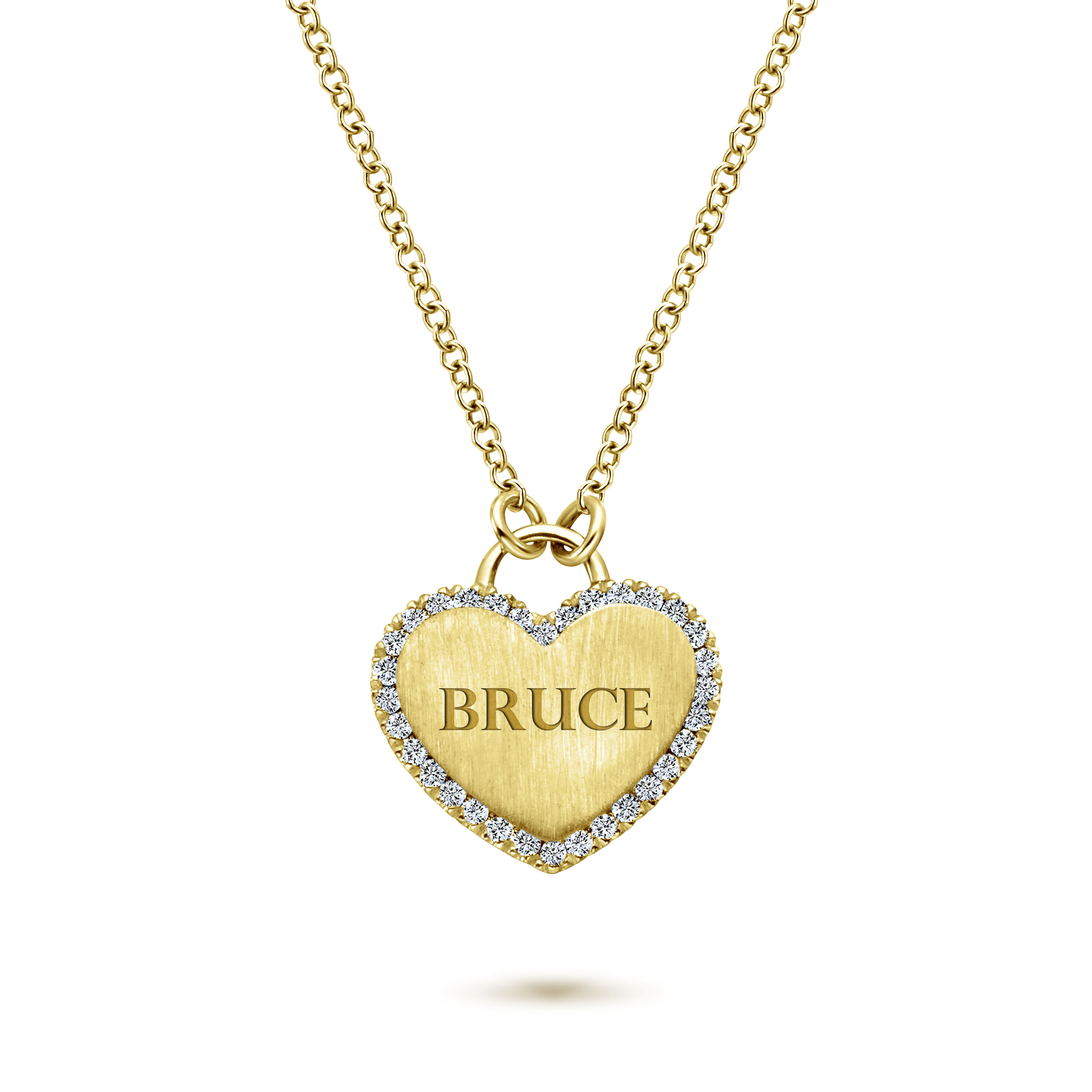 14K Yellow Gold Diamond Halo Heart Pendant Necklace