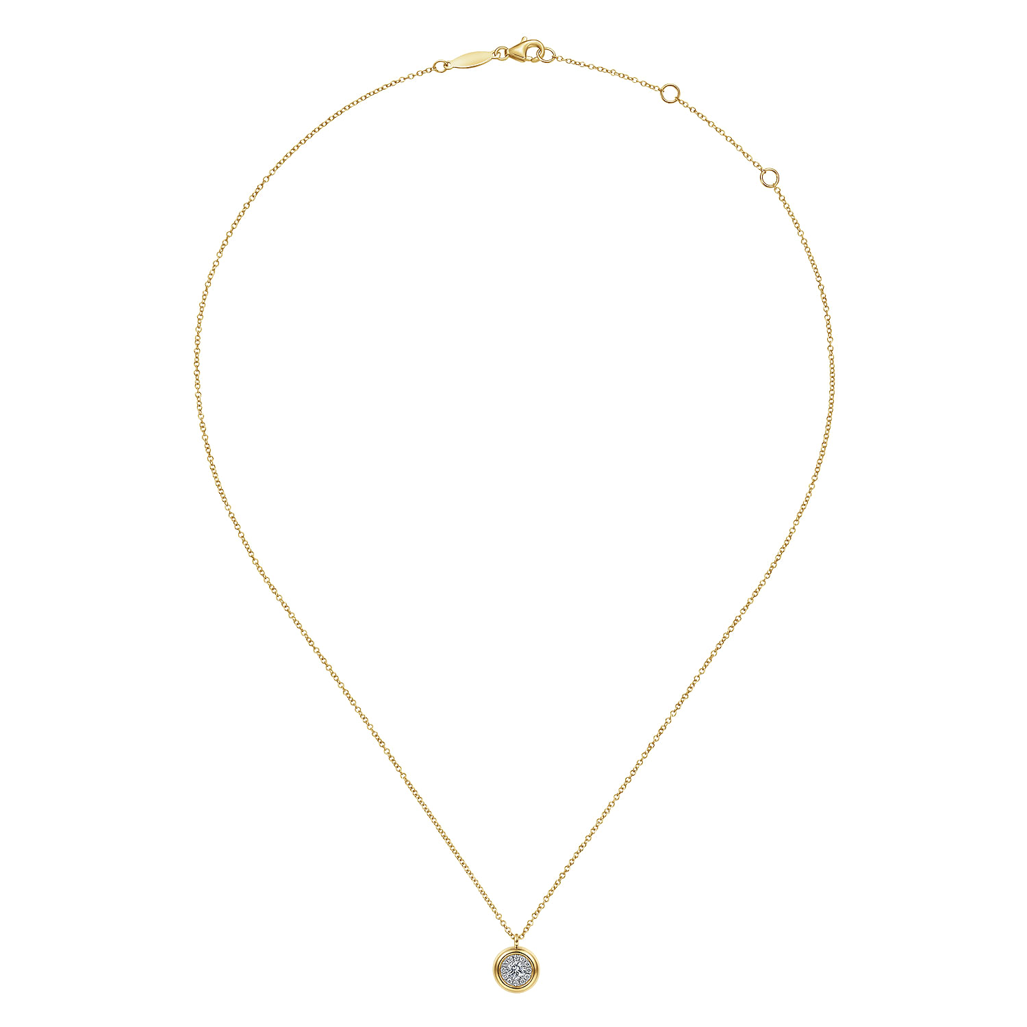 14K Yellow Gold Diamond Halo Pendant Necklace - 0.25 ct - Shot 2