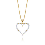 14K Yellow Gold Diamond Heart Pendant Necklace