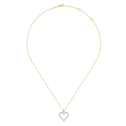 14K Yellow Gold Diamond Heart Pendant Necklace