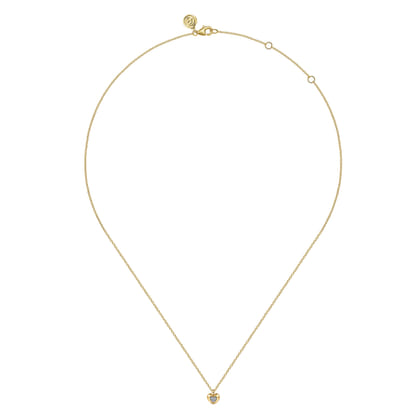 14K Yellow Gold Diamond Heart Pendant Necklace