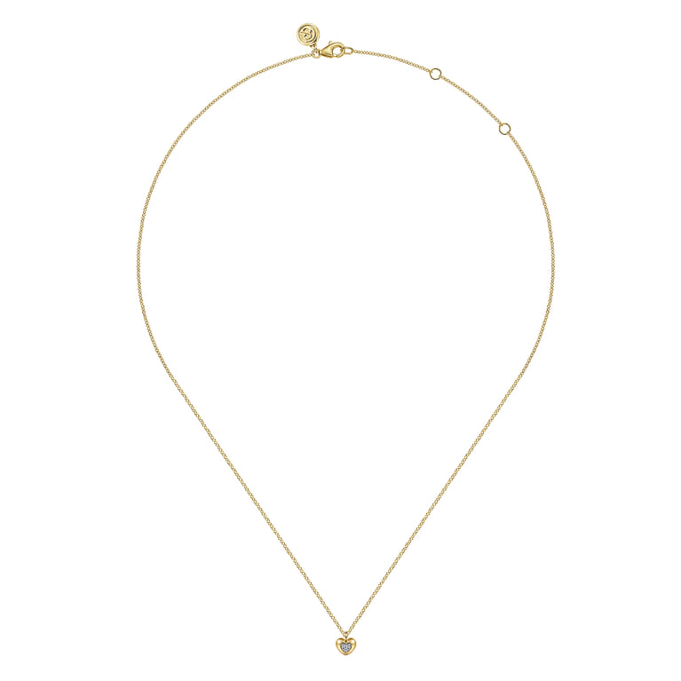 14K Yellow Gold Diamond Heart Pendant Necklace - 0.02 ct - Shot 2