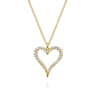 14K Yellow Gold Diamond Heart Pendant Necklace