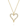 14K Yellow Gold Diamond Heart Pendant Necklace - 0.25 ct
