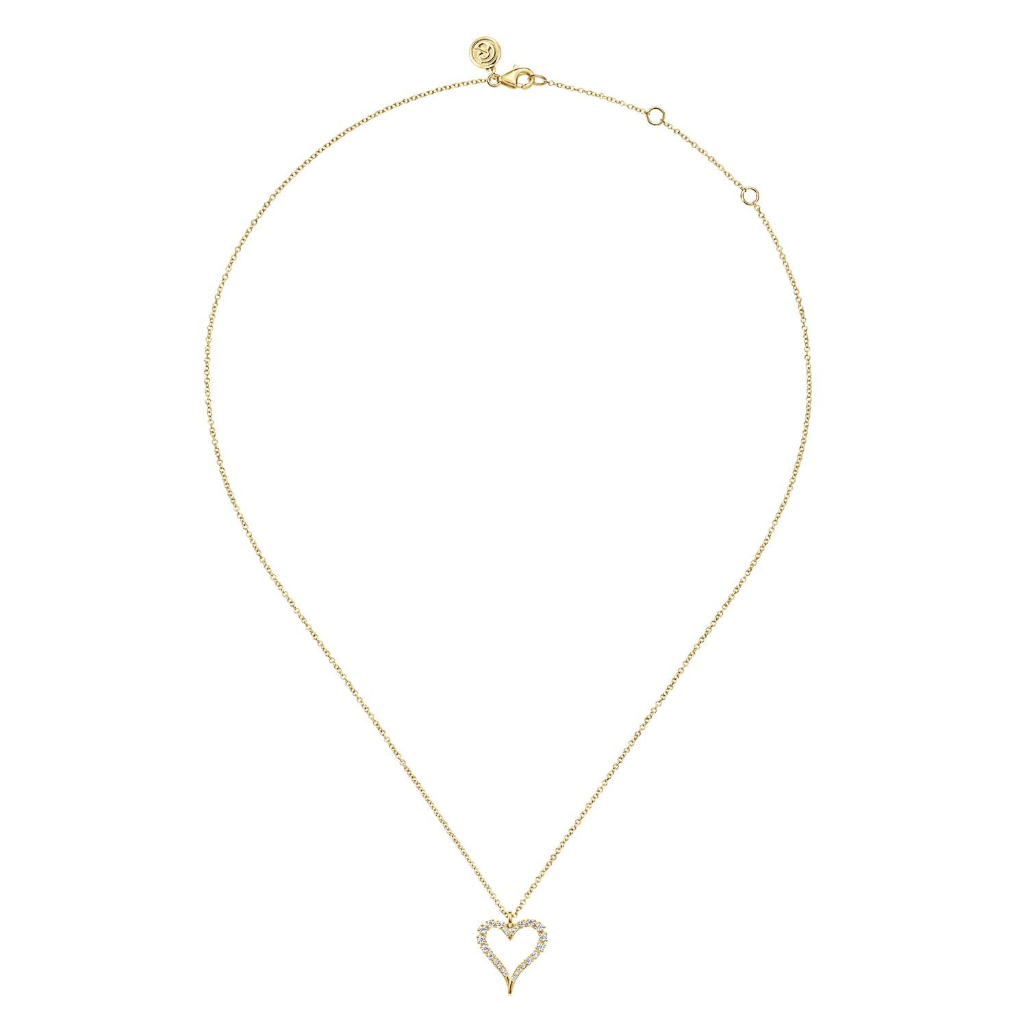 14K Yellow Gold Diamond Heart Pendant Necklace - 0.25 ct - Shot 2