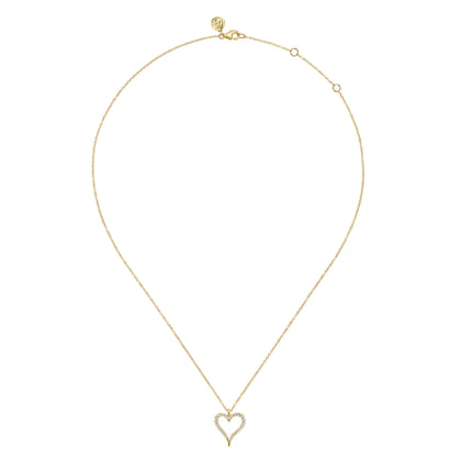 14K Yellow Gold Diamond Heart Pendant Necklace
