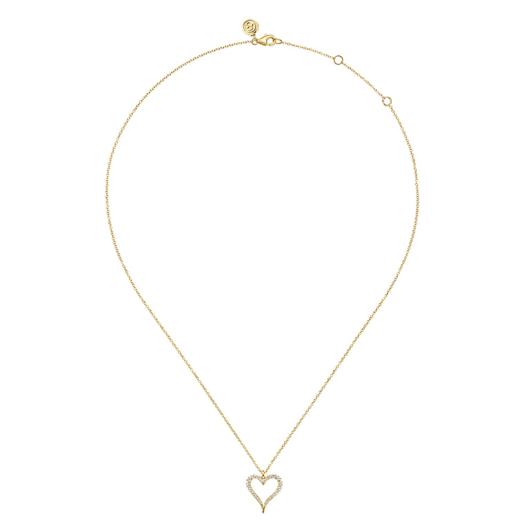 14K Yellow Gold Diamond Heart Pendant Necklace - 0.25 ct - Shot 2
