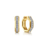 14K Yellow Gold Diamond Hexagon Huggies - 0.4 ct