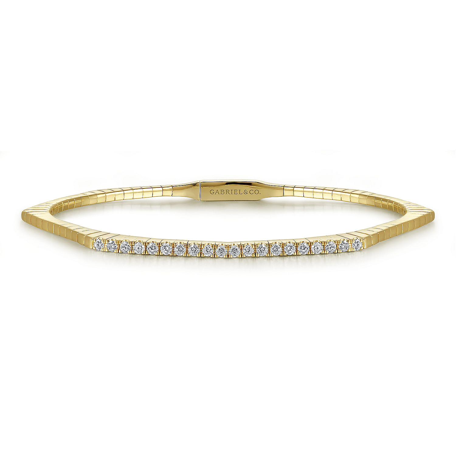 14K Yellow Gold Diamond Hexagon shape Bangle