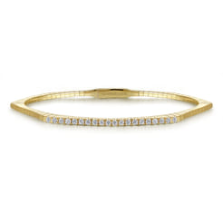 14K Yellow Gold Diamond Hexagon shape Bangle