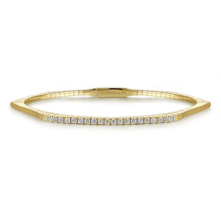 14K Yellow Gold Diamond Hexagon shape Bangle - 0.44 ct - Shot 1
