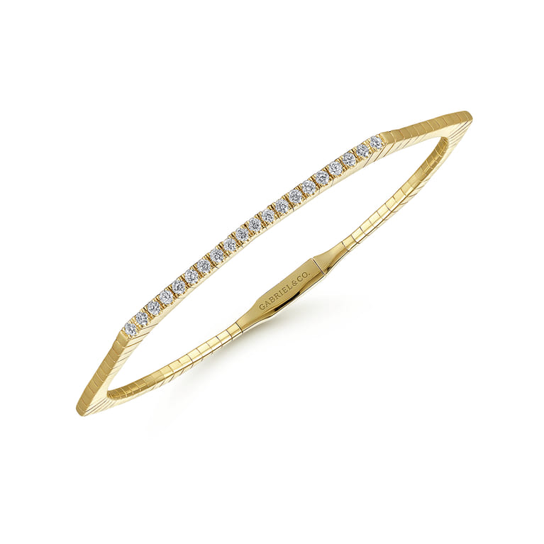 14K Yellow Gold Diamond Hexagon shape Bangle - 0.44 ct - Shot 2